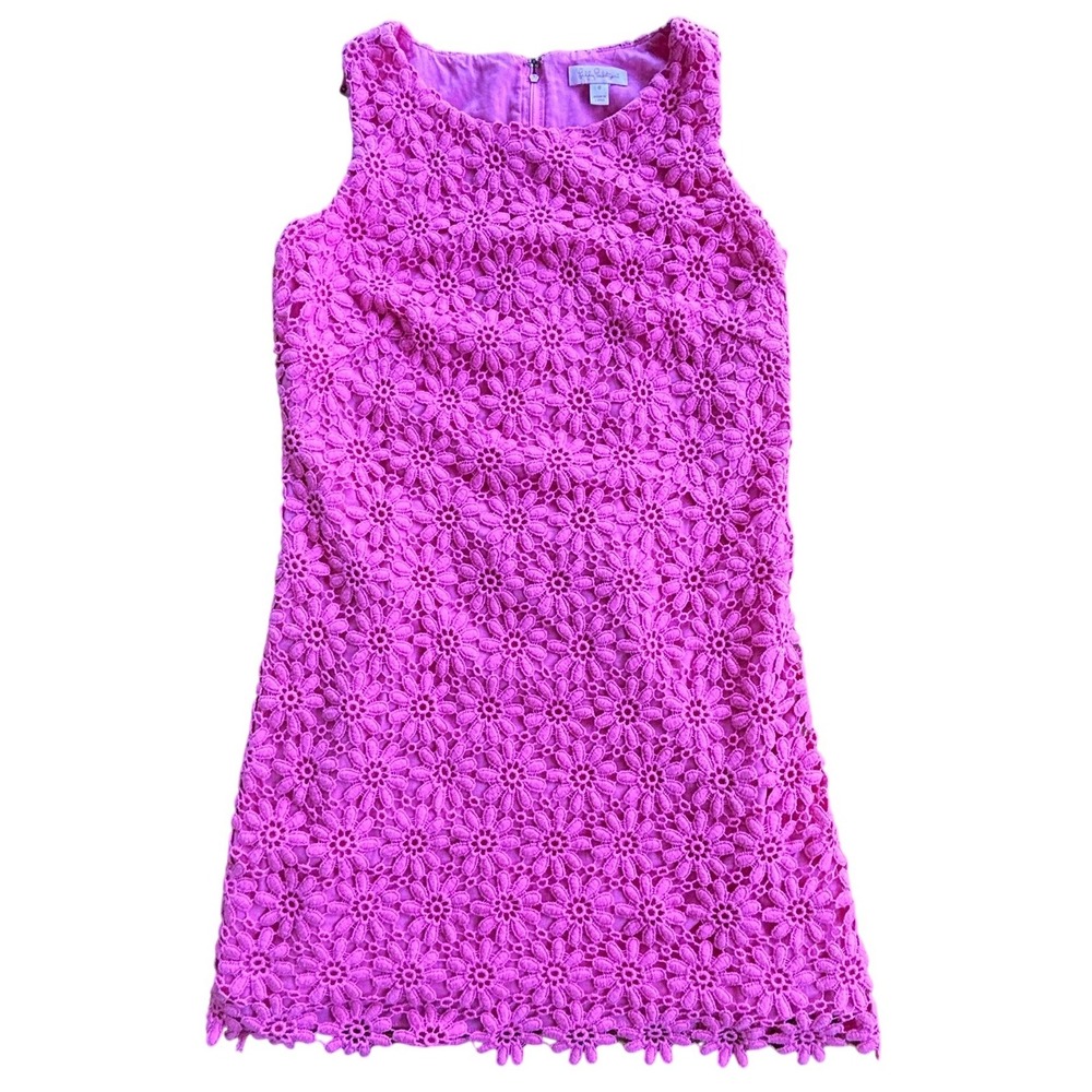 Lilly Pulitzer Marquette Crochet Shift Dress Passion Fruit Pink Size 0 - Picture 3 of 9